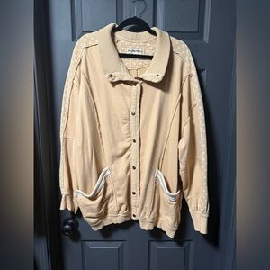 We The Free Tan Bomber Jacket with White Accents